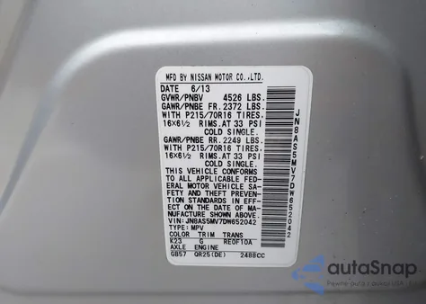 2013 Nissan Rogue S из США, поврежденный, VIN JN8AS5MV7DW652042